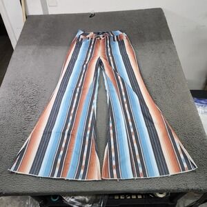 I&B Jeans Womens 10 Multicolor Striped High Rise Wide Leg Southwestern Boho
